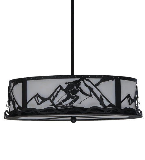Meyda Lighting Alpine 22" 4-Light Textured Black Inverted Pendant Light With White Statuario Idalight Shade