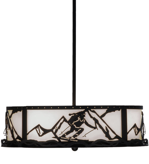Meyda Lighting Alpine 22" 4-Light Textured Black Inverted Pendant Light With White Statuario Idalight Shade