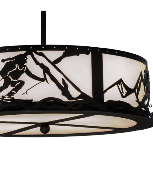 Meyda Lighting Alpine 22" 4-Light Textured Black Inverted Pendant Light With White Statuario Idalight Shade