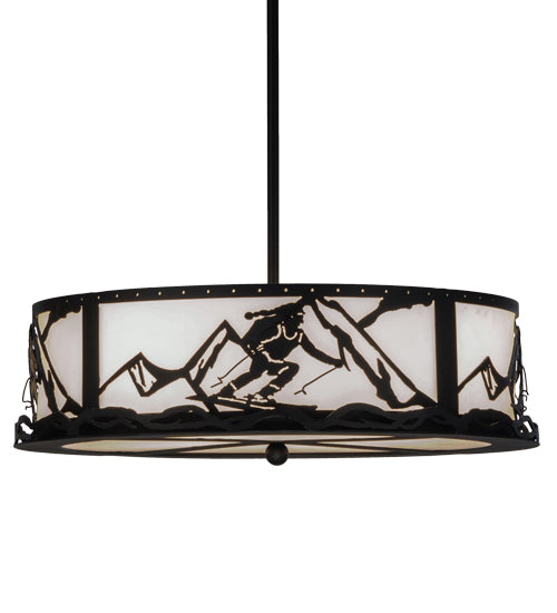 Meyda Lighting Alpine 22" 4-Light Textured Black Inverted Pendant Light With White Statuario Idalight Shade