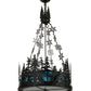 Meyda Lighting Alpine 22" 4-Light Textured Black & Nickel Inverted Pendant Light With Blue & White Art Shade Glass