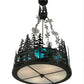 Meyda Lighting Alpine 22" 4-Light Textured Black & Nickel Inverted Pendant Light With Blue & White Art Shade Glass