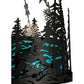 Meyda Lighting Alpine 22" 4-Light Textured Black & Nickel Inverted Pendant Light With Blue & White Art Shade Glass
