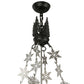 Meyda Lighting Alpine 22" 4-Light Textured Black & Nickel Inverted Pendant Light With Blue & White Art Shade Glass