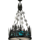 Meyda Lighting Alpine 22" 4-Light Textured Black & Nickel Inverted Pendant Light With Blue & White Art Shade Glass