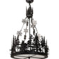 Meyda Lighting Alpine 22" 4-Light Textured Black & Steel Inverted Pendant Light With White Art Shade Glass