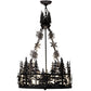 Meyda Lighting Alpine 22" 4-Light Textured Black & Steel Inverted Pendant Light With White Art Shade Glass