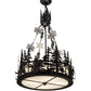 Meyda Lighting Alpine 22" 4-Light Textured Black & Steel Inverted Pendant Light With White Art Shade Glass