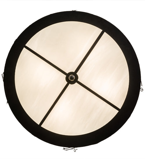 Meyda Lighting Alpine 22" 4-Light Textured Black & Steel Inverted Pendant Light With White Art Shade Glass