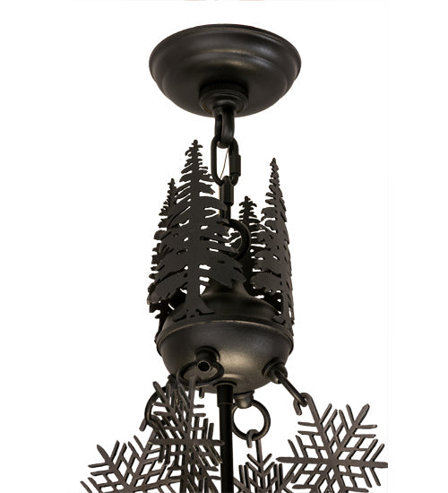 Meyda Lighting Alpine 22" 4-Light Textured Black & Steel Inverted Pendant Light With White Art Shade Glass
