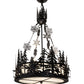 Meyda Lighting Alpine 22" 4-Light Textured Black & Steel Inverted Pendant Light With White Art Shade Glass