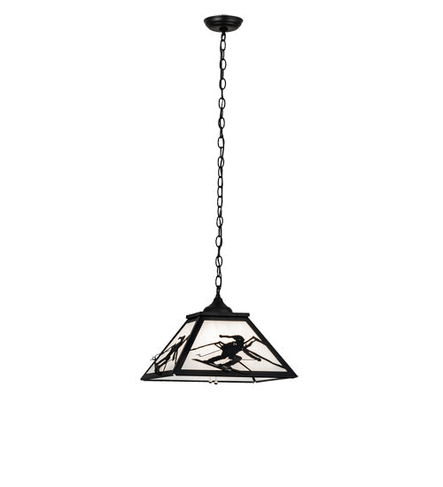 Meyda Lighting Alpine 23" 2-Light Textured Black Pendant Light With White Shade Glass