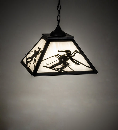 Meyda Lighting Alpine 23" 2-Light Textured Black Pendant Light With White Shade Glass