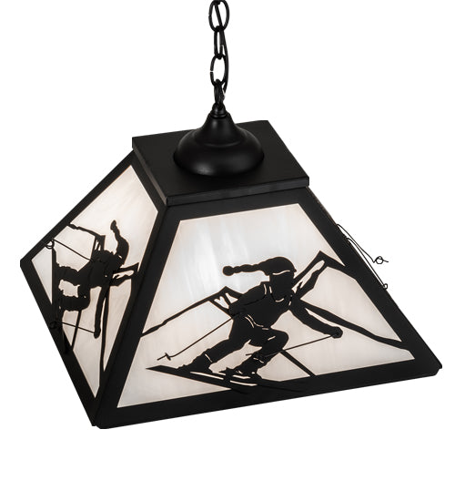 Meyda Lighting Alpine 23" 2-Light Textured Black Pendant Light With White Shade Glass
