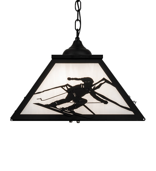 Meyda Lighting Alpine 23" 2-Light Textured Black Pendant Light With White Shade Glass