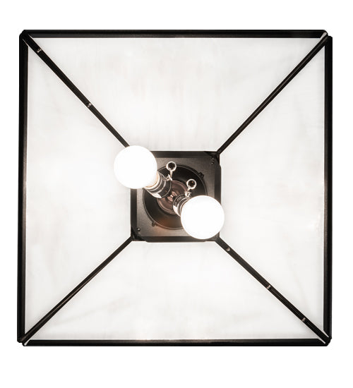 Meyda Lighting Alpine 23" 2-Light Textured Black Pendant Light With White Shade Glass