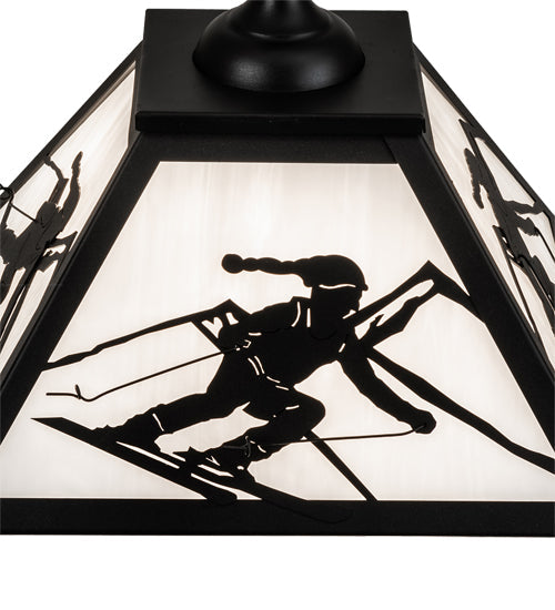 Meyda Lighting Alpine 23" 2-Light Textured Black Pendant Light With White Shade Glass