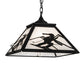 Meyda Lighting Alpine 23" 2-Light Textured Black Pendant Light With White Shade Glass
