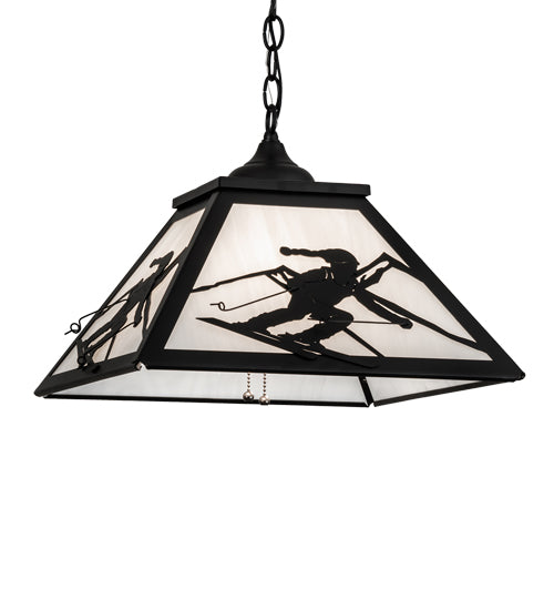 Meyda Lighting Alpine 23" 2-Light Textured Black Pendant Light With White Shade Glass