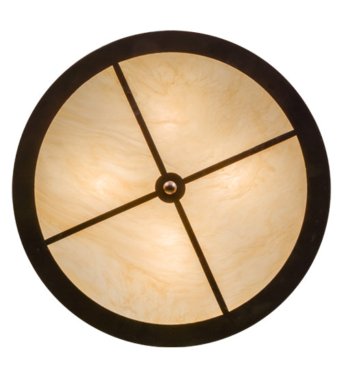 Meyda Lighting Alpine 23" 4-Light Mahogany Bronze Inverted Pendant Light With Beige Sahara Taupe Idalight Shade Glass