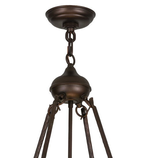 Meyda Lighting Alpine 23" 4-Light Mahogany Bronze Inverted Pendant Light With Beige Sahara Taupe Idalight Shade Glass