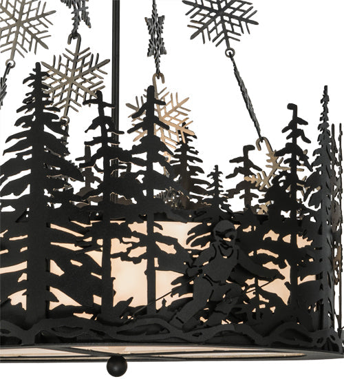 Meyda Lighting Alpine 23" 4-Light Textured Black Inverted Pendant Light With White Acrylic Shade