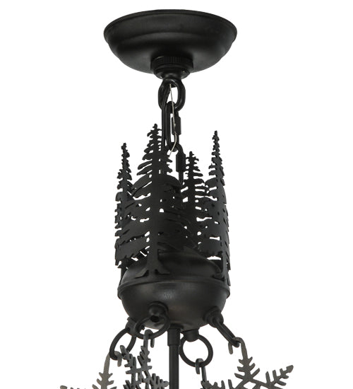 Meyda Lighting Alpine 23" 4-Light Textured Black Inverted Pendant Light With White Acrylic Shade