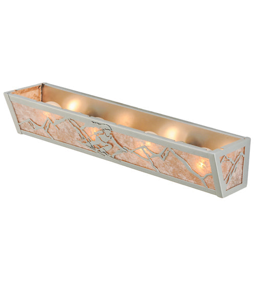 Meyda Lighting Alpine 24" 4-Light Nickel Vanity Light With Silver Mica Shade Glass