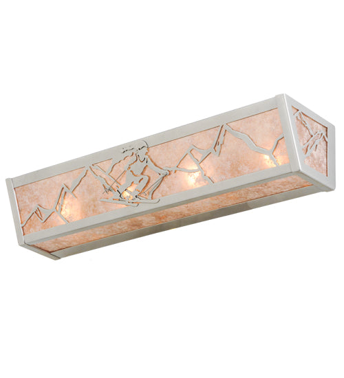 Meyda Lighting Alpine 24" 4-Light Nickel Vanity Light With Silver Mica Shade Glass