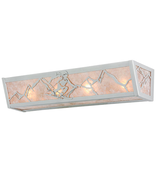 Meyda Lighting Alpine 24" 4-Light Nickel Vanity Light With Silver Mica Shade Glass