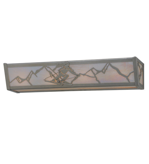 Meyda Lighting Alpine 24" 4-Light Nickel Vanity Light With White Iridescent Shade Glass