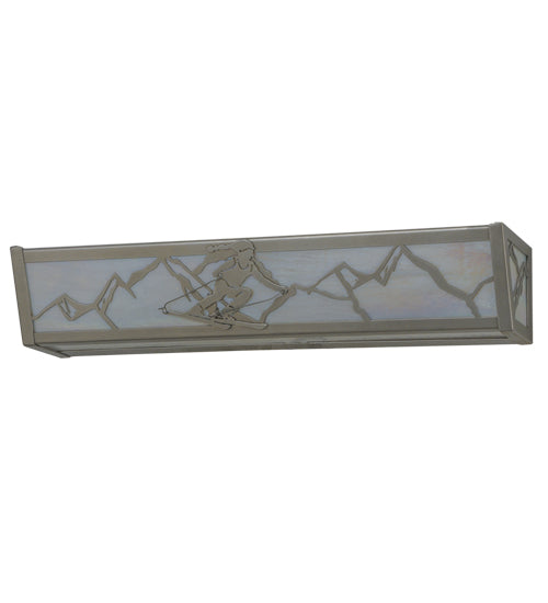 Meyda Lighting Alpine 24" 4-Light Nickel Vanity Light With White Iridescent Shade Glass