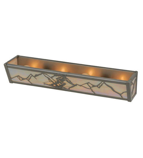 Meyda Lighting Alpine 24" 4-Light Nickel Vanity Light With White Iridescent Shade Glass