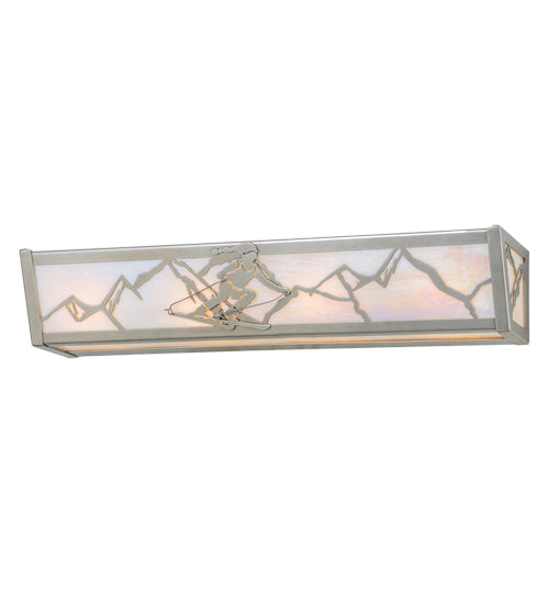 Meyda Lighting Alpine 24" 4-Light Nickel Vanity Light With White Iridescent Shade Glass