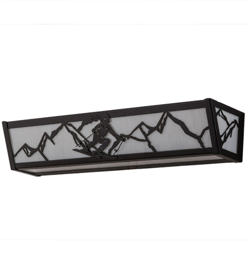 Meyda Lighting Alpine 24" 4-Light Textured Black Vanity Light With White Art Shade Glass