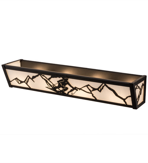 Meyda Lighting Alpine 24" 4-Light Textured Black Vanity Light With White Art Shade Glass