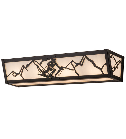 Meyda Lighting Alpine 24" 4-Light Textured Black Vanity Light With White Art Shade Glass