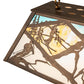 Meyda Lighting Alpine 33" 6-Light Antique Copper Island Pendant Light With Multi-Colored Shade Glass
