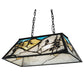 Meyda Lighting Alpine 33" 6-Light Textured Black Island Pendant Light With Multi-Colored Shade Glass