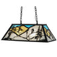 Meyda Lighting Alpine 33" 6-Light Textured Black Island Pendant Light With Multi-Colored Shade Glass