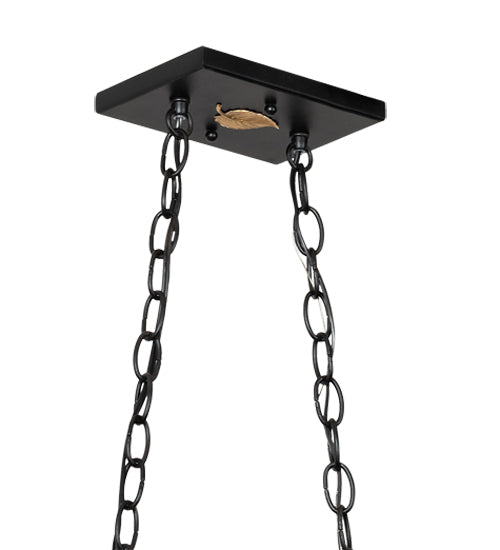 Meyda Lighting Alpine 33" 6-Light Textured Black Island Pendant Light With Silver Mica Shade Glass
