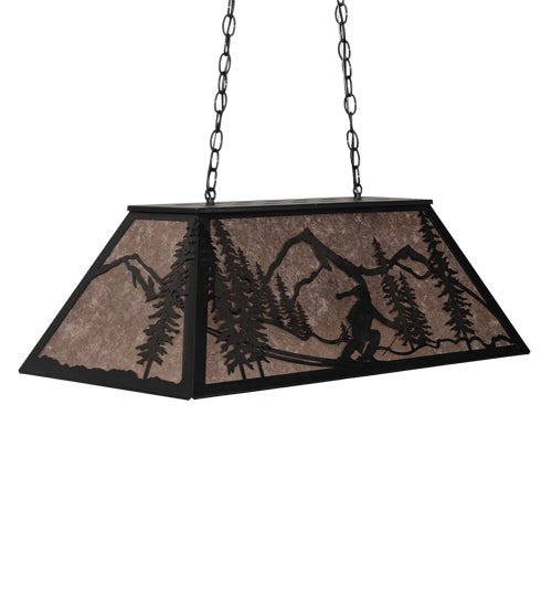 Meyda Lighting Alpine 33" 6-Light Textured Black Island Pendant Light With Silver Mica Shade Glass