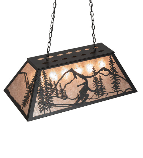 Meyda Lighting Alpine 33" 6-Light Textured Black Island Pendant Light With Silver Mica Shade Glass