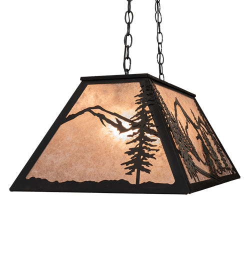 Meyda Lighting Alpine 33" 6-Light Textured Black Island Pendant Light With Silver Mica Shade Glass