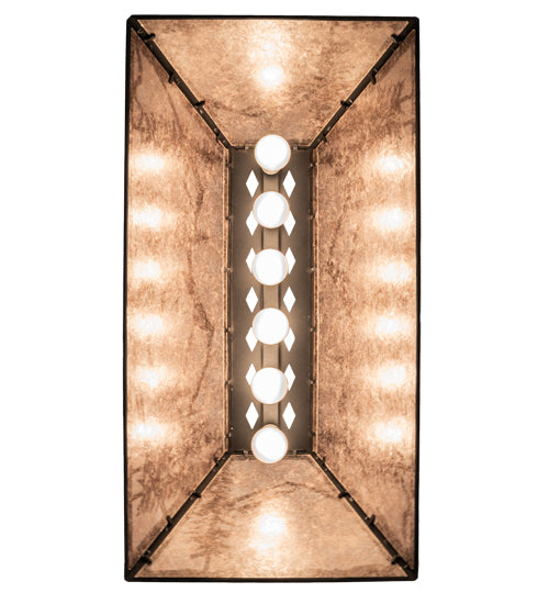 Meyda Lighting Alpine 33" 6-Light Textured Black Island Pendant Light With Silver Mica Shade Glass