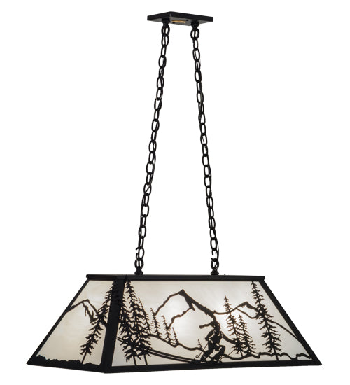 Meyda Lighting Alpine 33" 6-Light Textured Black Island Pendant Light With White Shade Glass