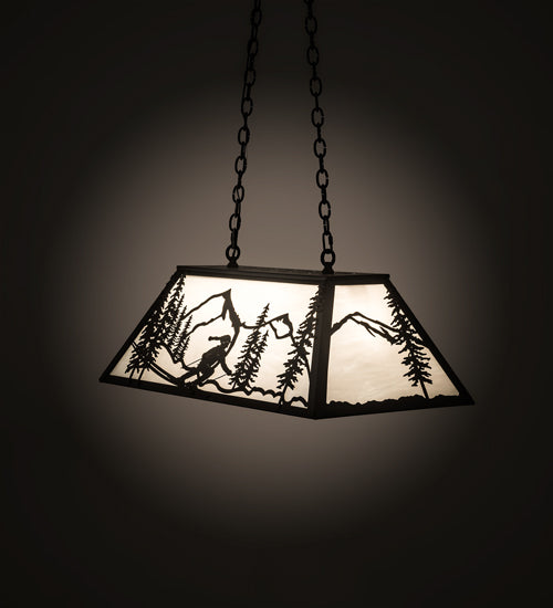 Meyda Lighting Alpine 33" 6-Light Textured Black Island Pendant Light With White Shade Glass