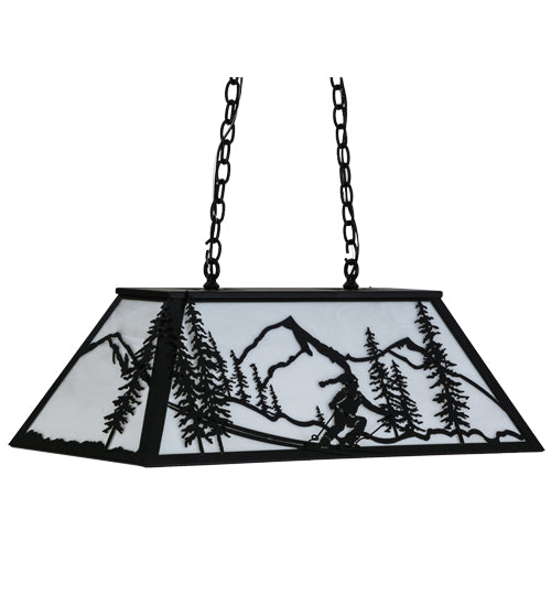 Meyda Lighting Alpine 33" 6-Light Textured Black Island Pendant Light With White Shade Glass