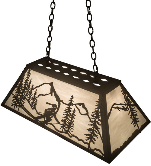 Meyda Lighting Alpine 33" 6-Light Textured Black Island Pendant Light With White Shade Glass
