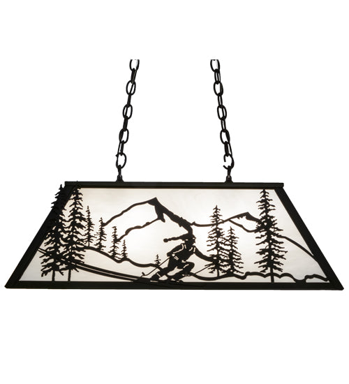 Meyda Lighting Alpine 33" 6-Light Textured Black Island Pendant Light With White Shade Glass
